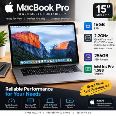 Apple MacBook Pro 15-inch (Mid 2015) – Core i7 Intel 16gb