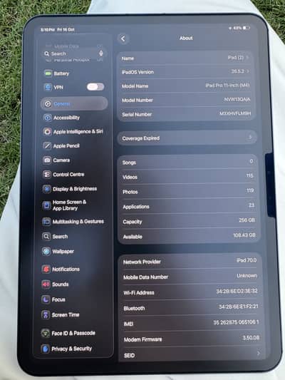 Ipad pro M4 11 inch 256GB Condition 10/10 89 battery health