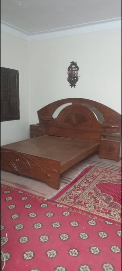 Wooden Bedroom Bed Set with Side Tables – Good Condition
