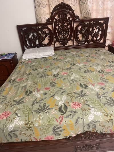 Antique Burma Teak Wood Bed Set
