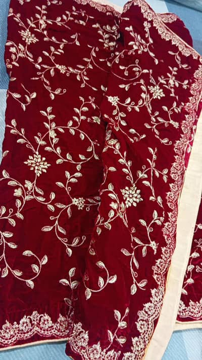 micro velvet full embroidery shawl