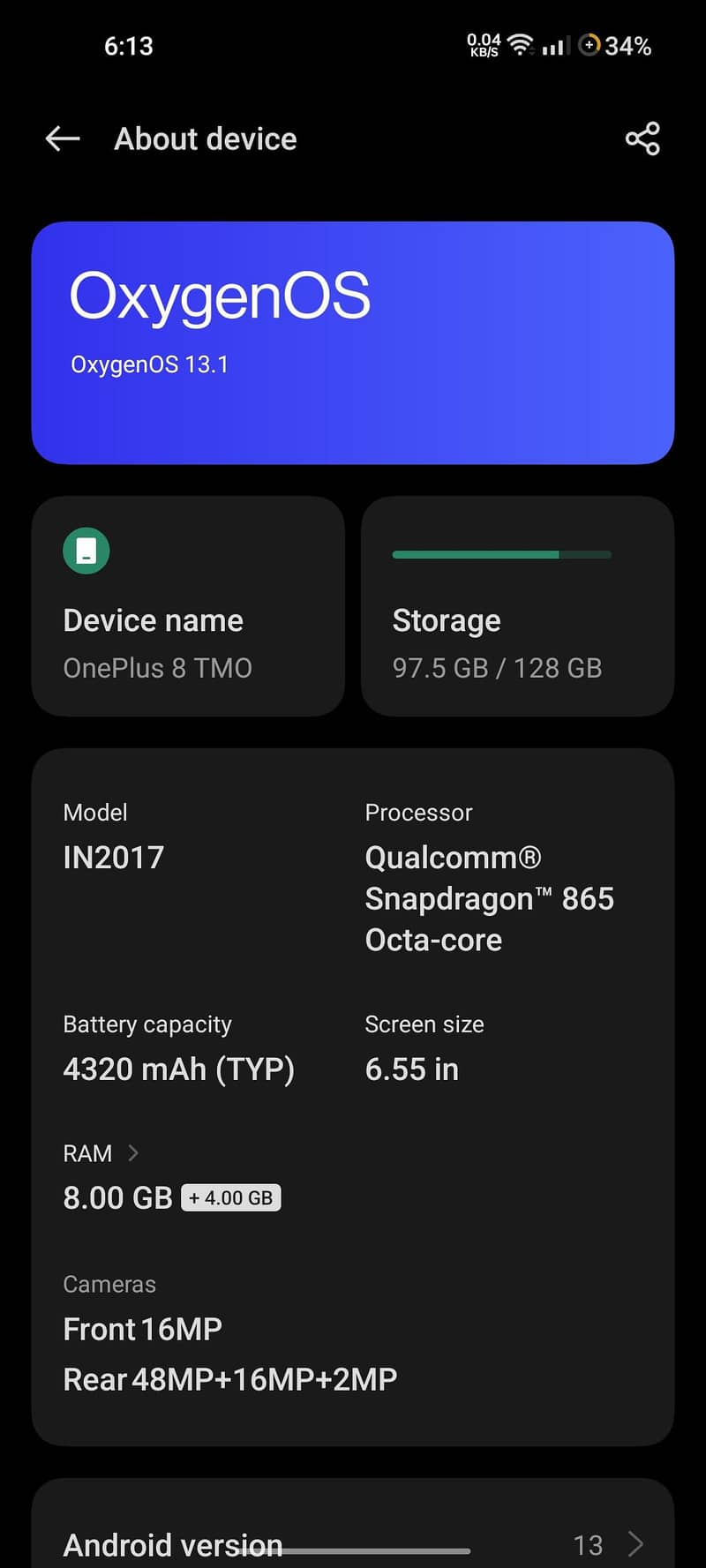 One Plus 8 TMO 7