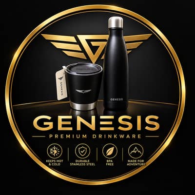 Genesis Water Bottle & Travel Coffee Mug Set – Premium Black