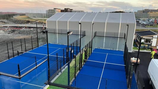 Padel court canopy shed | Wall mounted car porch | Tensile pvc shed