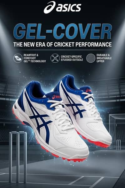 ASICS Men's GEL-COVER White & Blue Expanse Cricket Shoes  13.