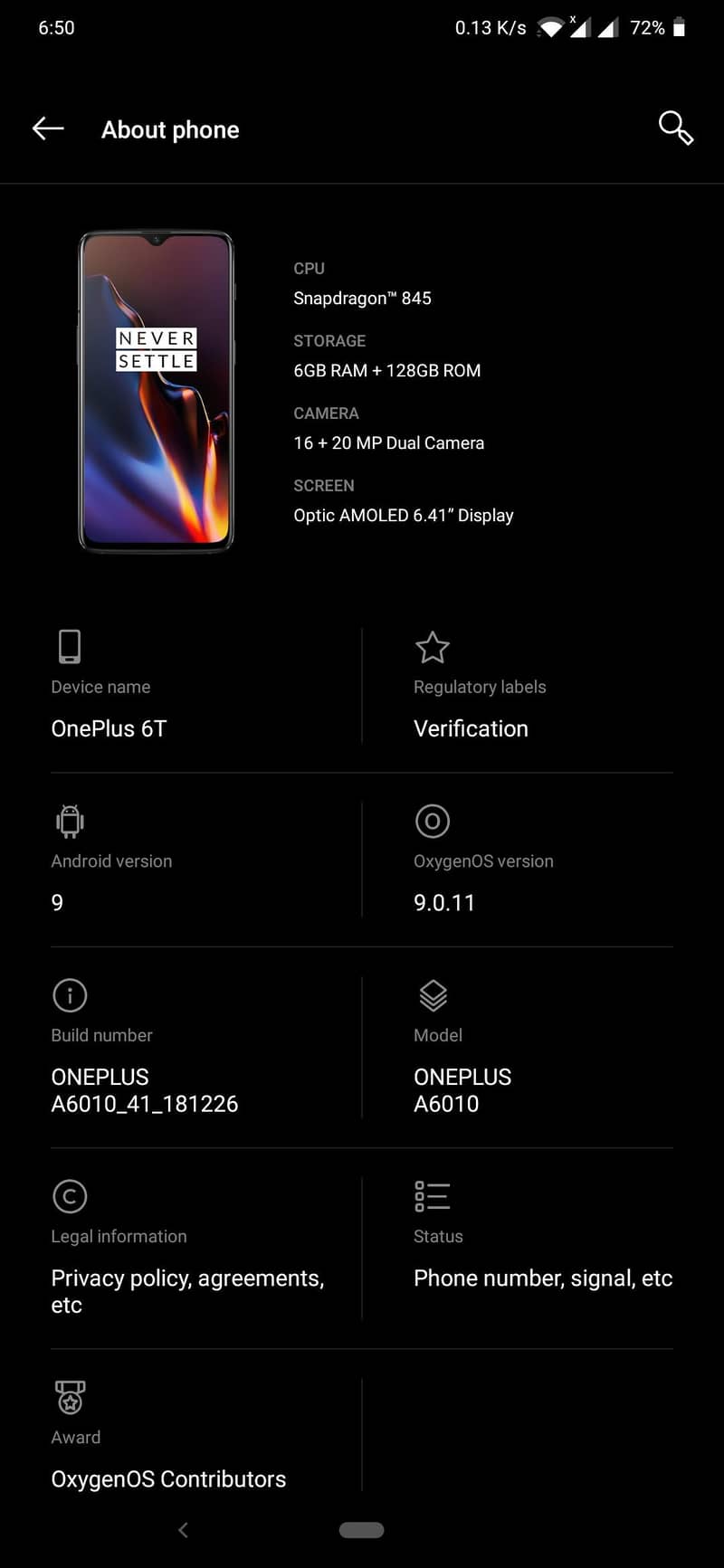 One Plus 6T 6