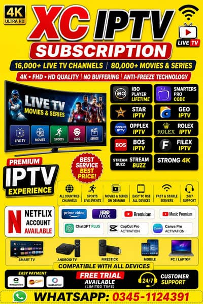 IPTV Subscription Pakistan | Live TV, Cricket, Movies & 4K