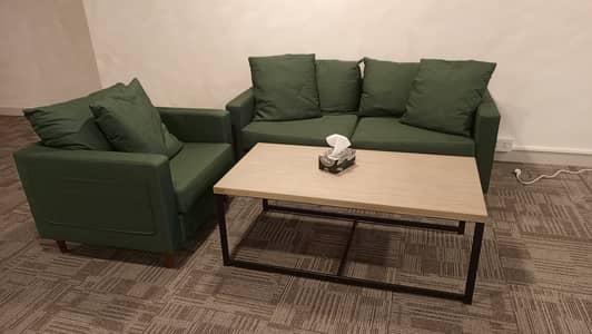 Two seater and one seater sofa with cousins.