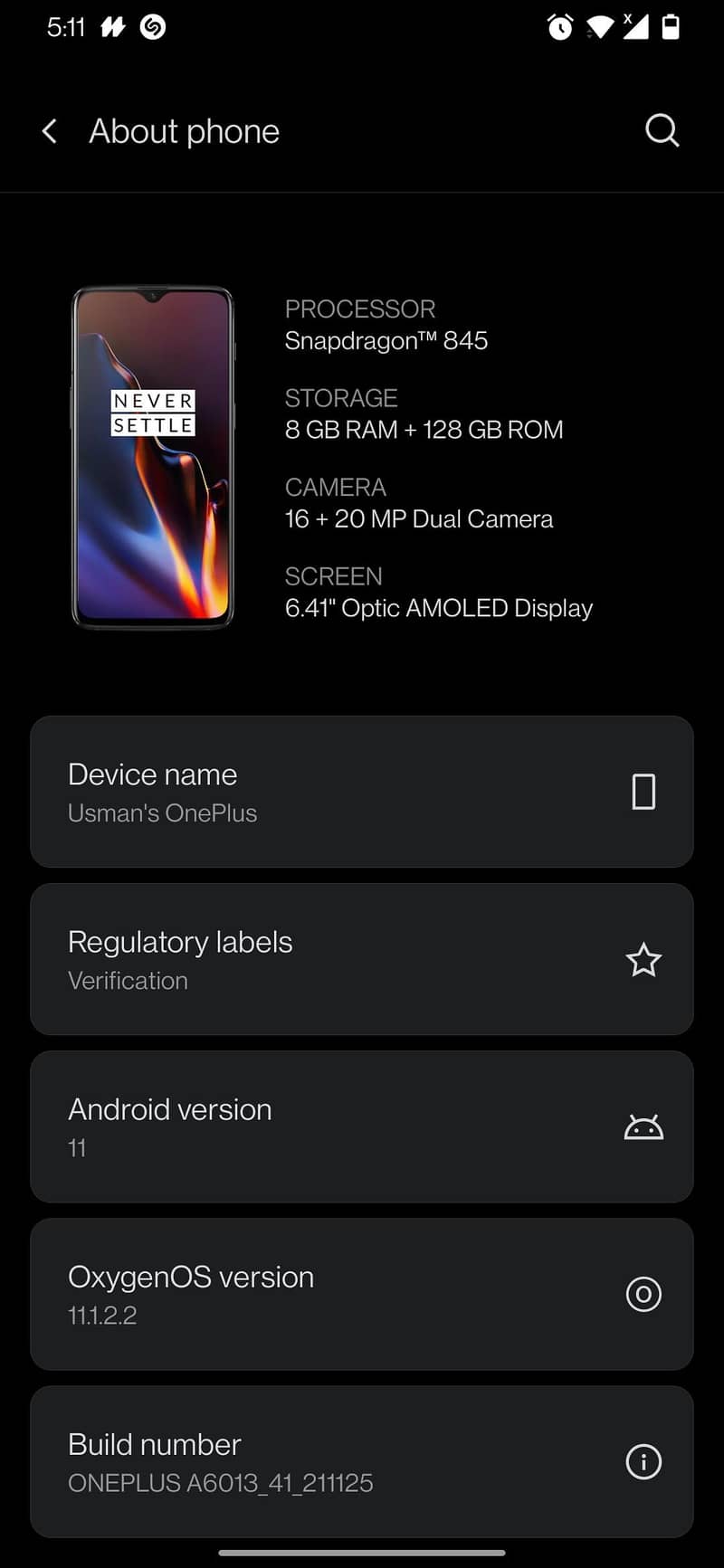 One Plus 6T 5