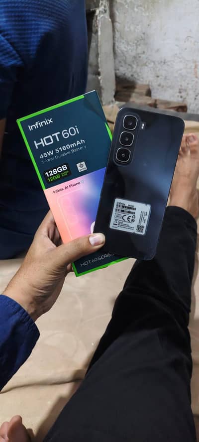Infinix Hot 60i 6+6=12/128 full box charger warnty ma ha 03707740600
