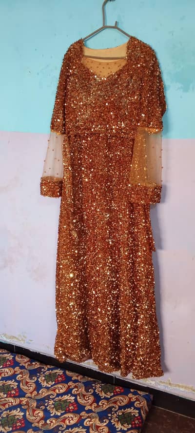 golden sequins party wear maxii small & medium