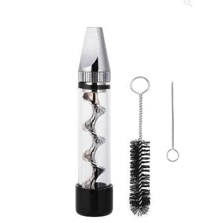 Premium Twisty Glass Blunt Smoking Pipe Set - Reusable Metal Spiral Herb Infuser Cigar Pipe Tube Kit with Cleaning Brush and Tool Accessories a r5997
