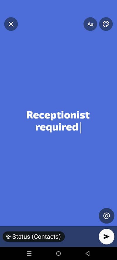 female receptionist required