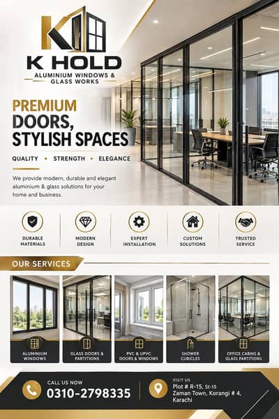 Windows - Glass partitions - shower cabins - Aluminium windows & Doors