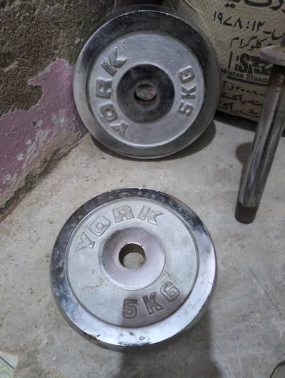 10kg steel plates with solid curl bar