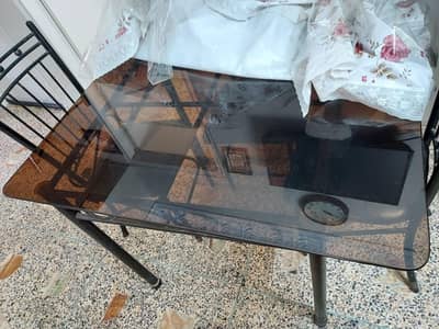 4 Seater Dining table- Brown glass top- Excellent condition