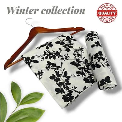 women's Winter Floral Polo Cotton Suit Balck 2pc