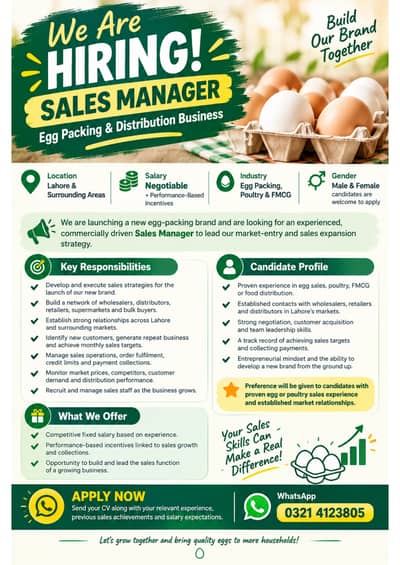 Hiring  !!Sales Manager!!