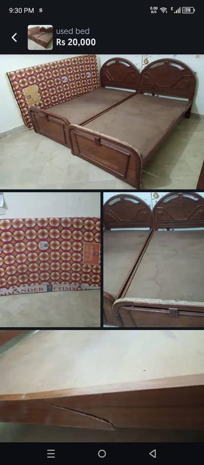 2 bed with mattress used one bed a little repaire