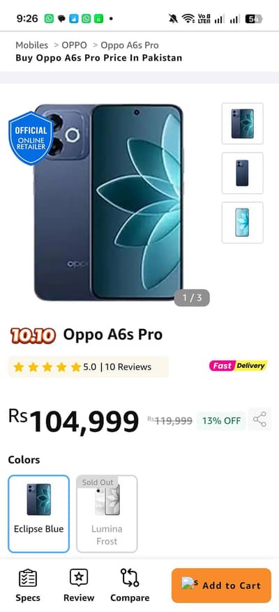 OPPO A6s Pro/87k End final hai/No Exchange