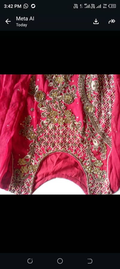 Red Bridal Suit 3 Piece - Heavy Gold Work -
