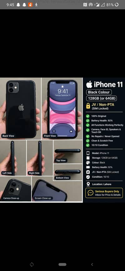 Apple iPhone 11 non pta jv