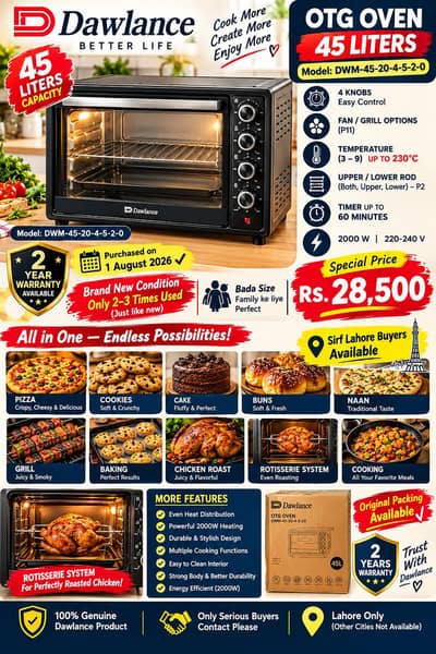 Dawlance dwmo 4520 oven 45 liter