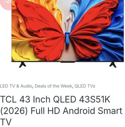 TCL 43-Inch LED TV – Model 43S51K | HD Display & Modern Design