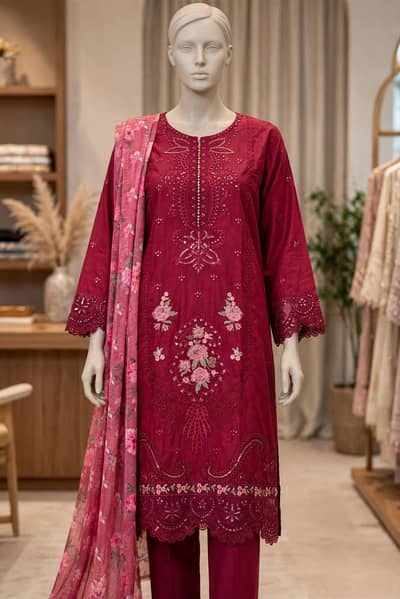 3Pcs Stitched embroidered Ready to Wear