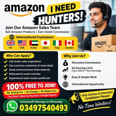 Need Sales Hunters for Amazon Products