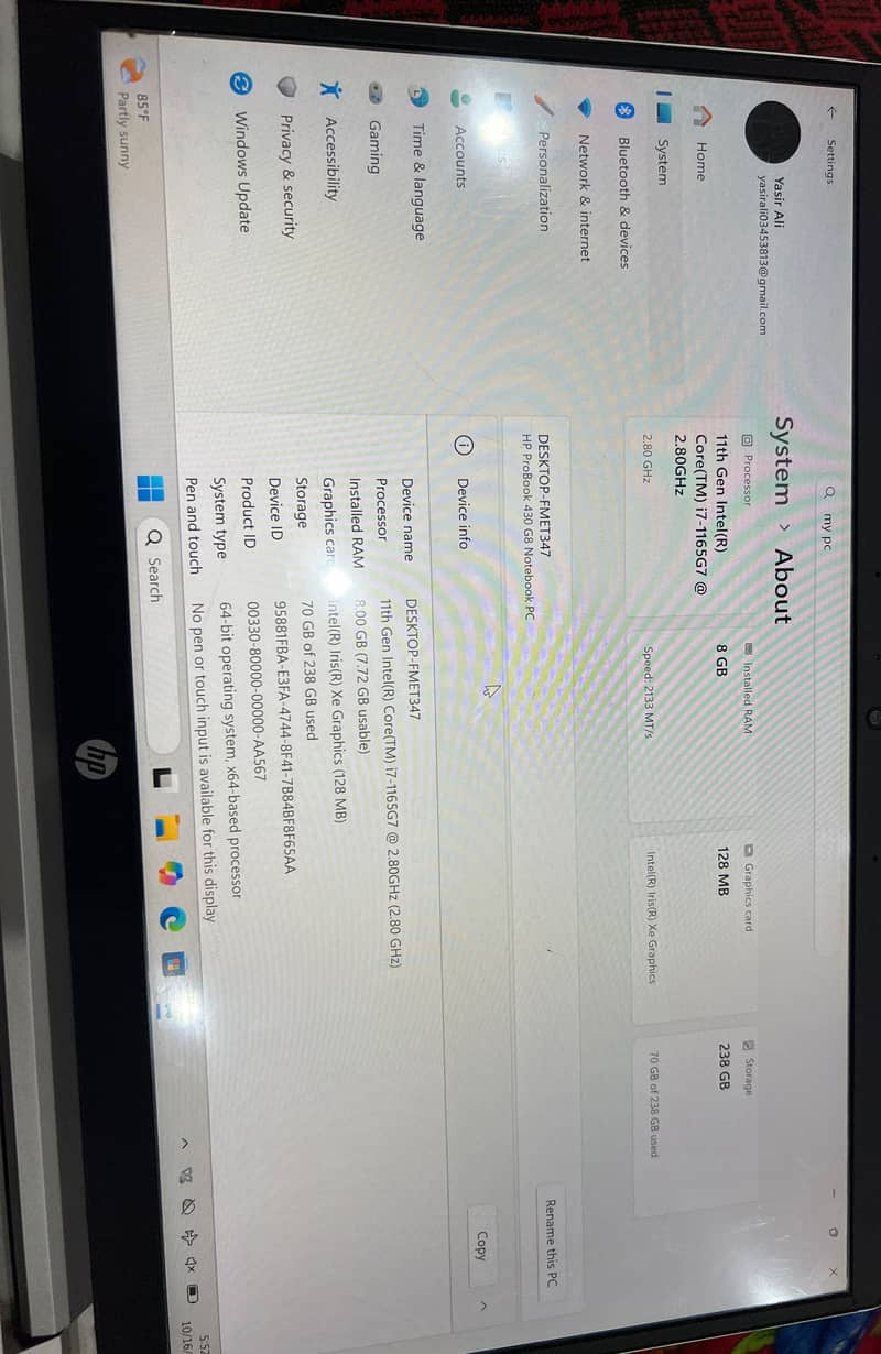 Core I7th 11 gen 4