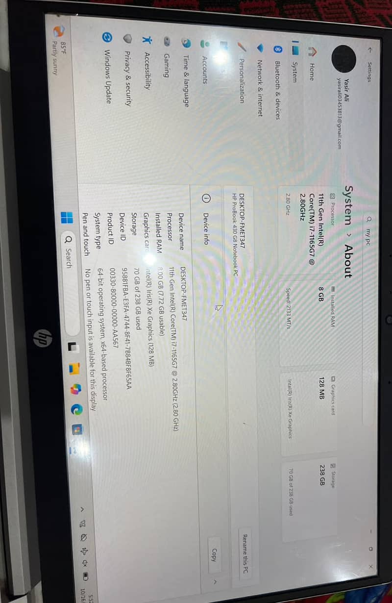 Core I7th 11 gen 7