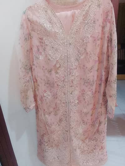 Ethnic chiffon formal dress custom stitched