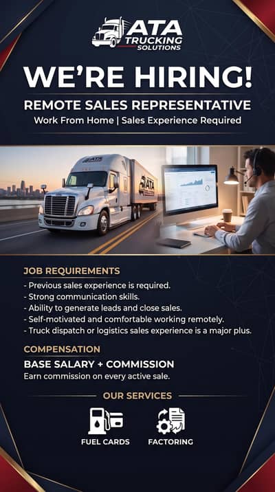 Remote Sales Representative Required – Work From Home Trucking