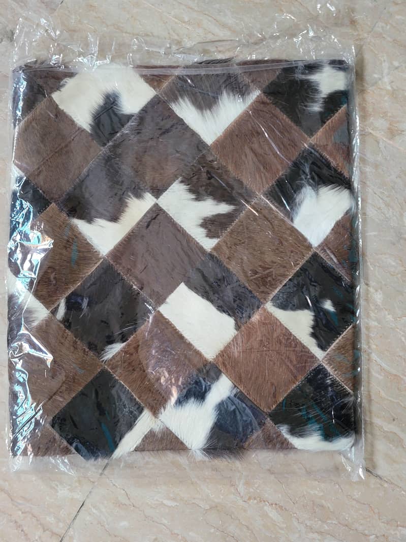 Cowhide Patchwork Cushion 1
