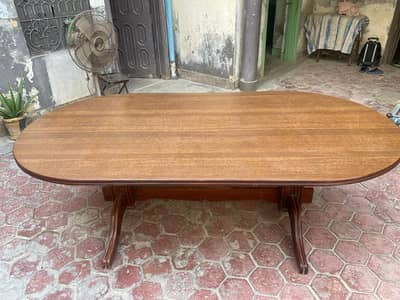 8 Chairs Oval Wooden Dining Table For Sale