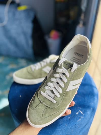 For sale : Unique Geox Olive Green Suede Sneakers 