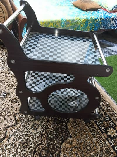 Wooden Serving Trolley on wheels