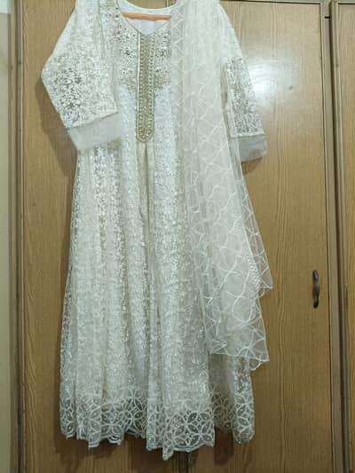 Elegant White Embroidered Frock