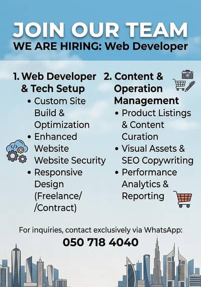 looking for web developer and content management and operation