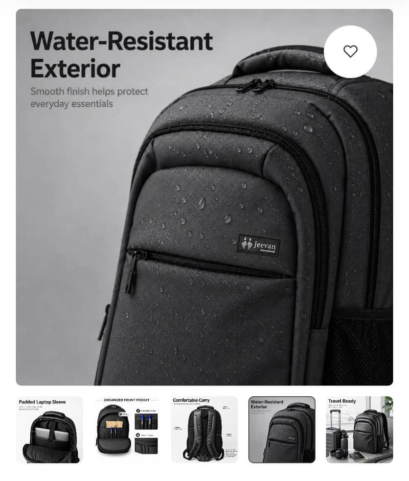 Multi-Compartment Laptop Backpack (Black) 1