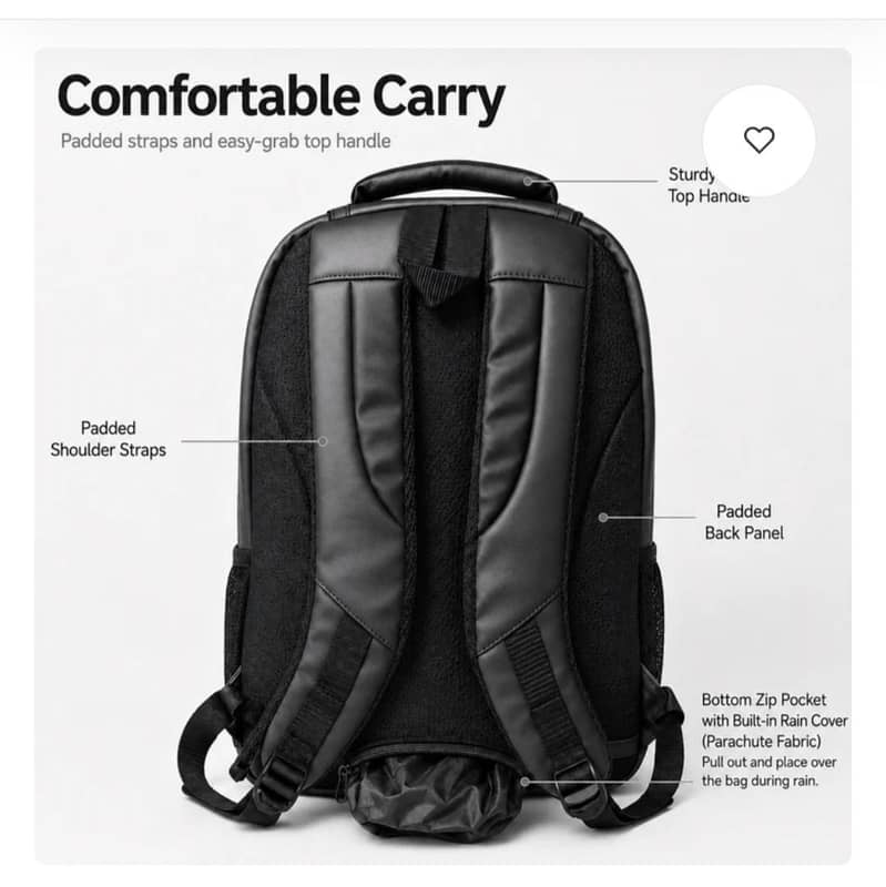 Multi-Compartment Laptop Backpack (Black) 2