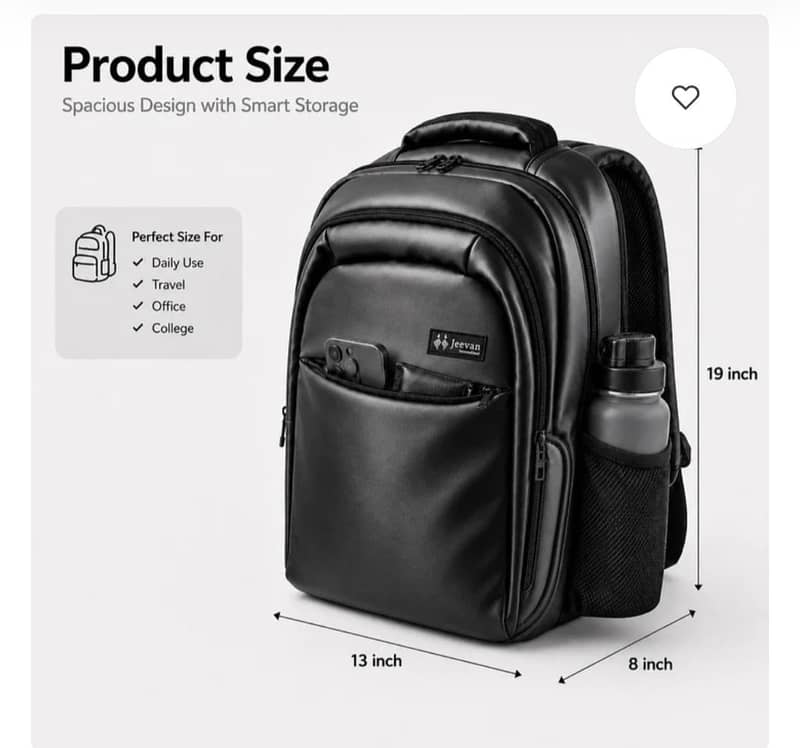 Multi-Compartment Laptop Backpack (Black) 3