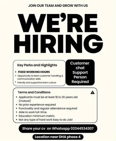 Customer support Job for male and Female.