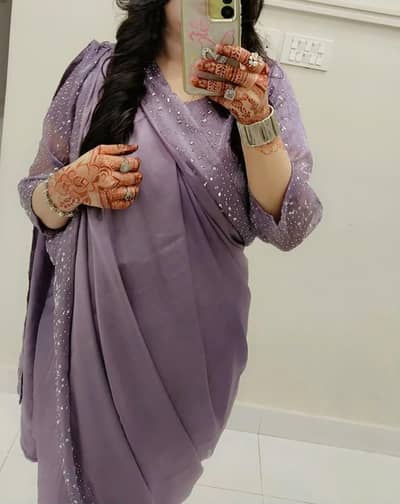 purple silk saree