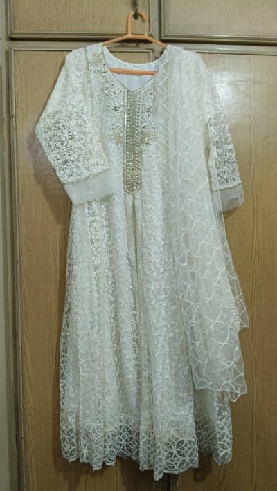 Elegant White Embroidered Frock