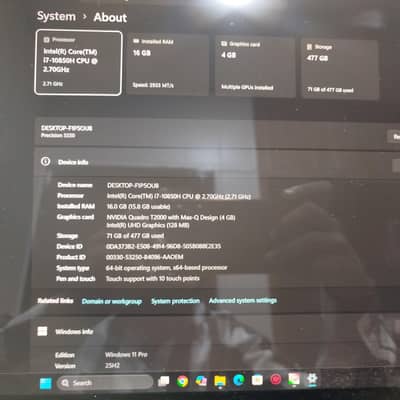 Dell precision 5550 workstation 4k IPS
