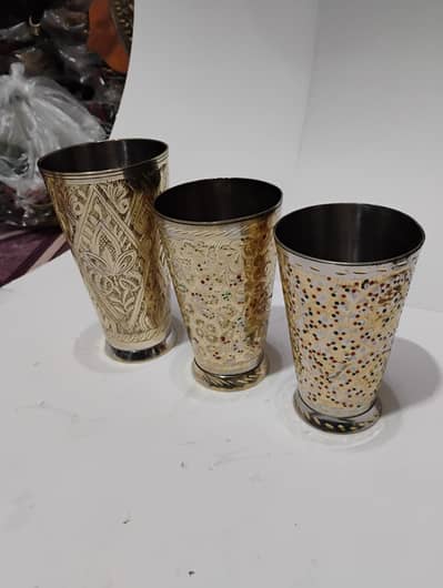 Pure Brass (Peetal) Glass, Brass Drinking Glasses, Glass, Glasses.