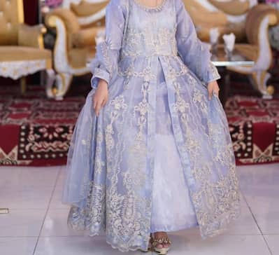 Beautiful Lavender Blue Embroidered Maxi Dress for Sale