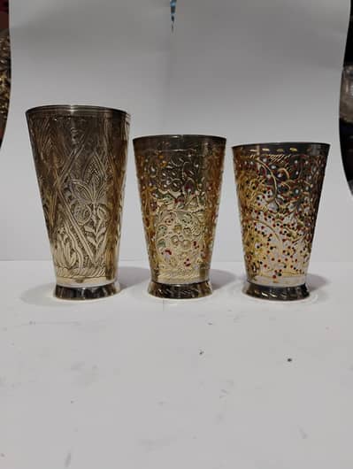 Pure Brass (Peetal) Glass, Brass Drinking Glasses, Glass, Glasses.